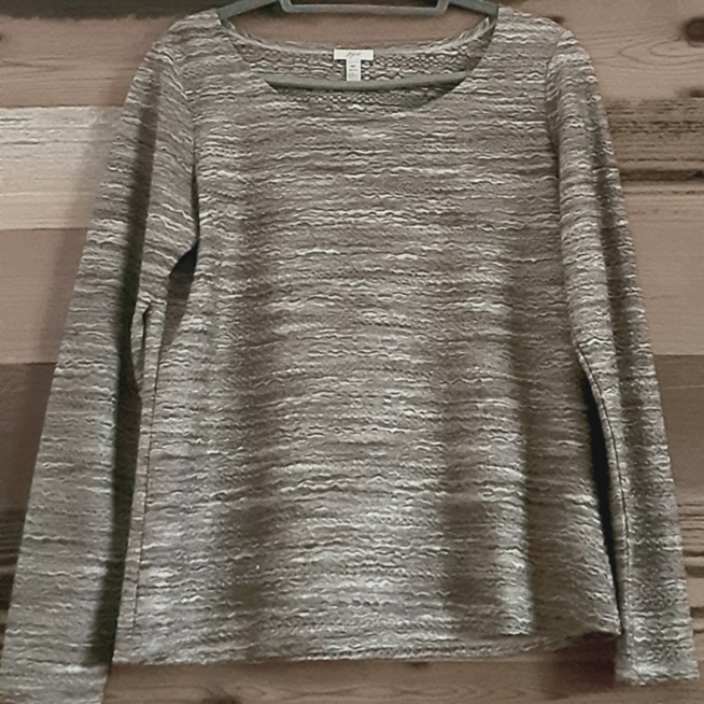 3/$15 🎄or FREE JJill Crinkle Ribbon Top Sophisticated Neutralmarbled design co - Picture 4 of 9